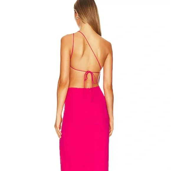 Bardot Pink One-Shoulder Midi Dress - Picture 5 of 12